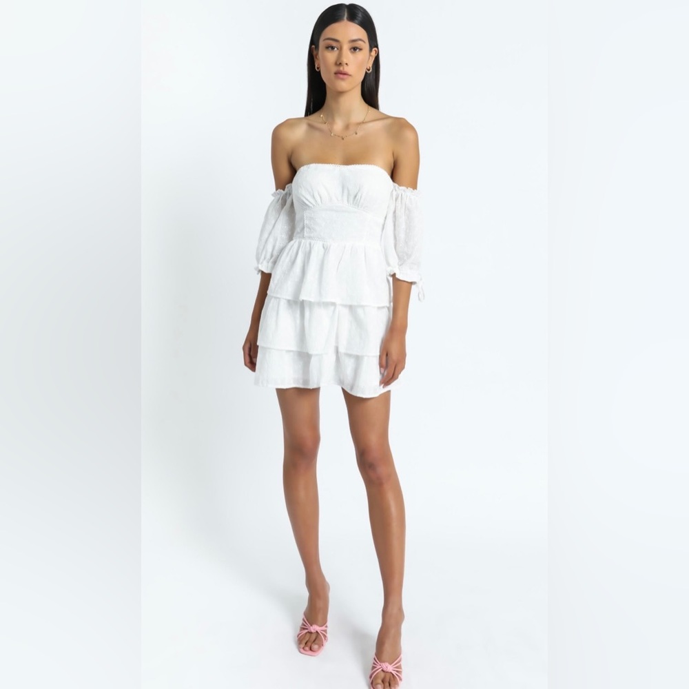 SHOWPO white eyelet off the shoulder dress
